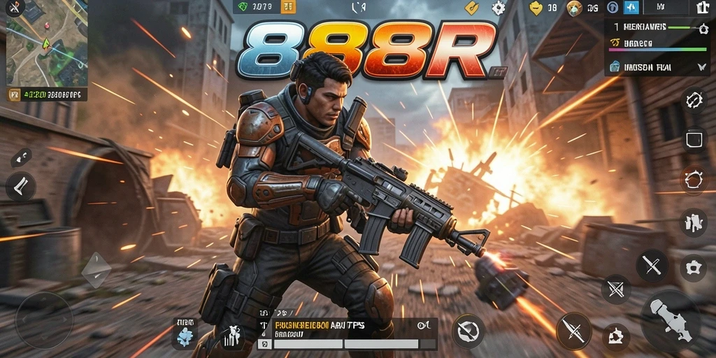 Screenshot dari gameplay intens 888R yang menampilkan momen menegangkan.