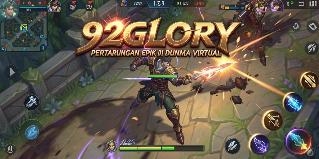 Tampilan layar menunjukkan pertarungan seru dalam 92GLORY.