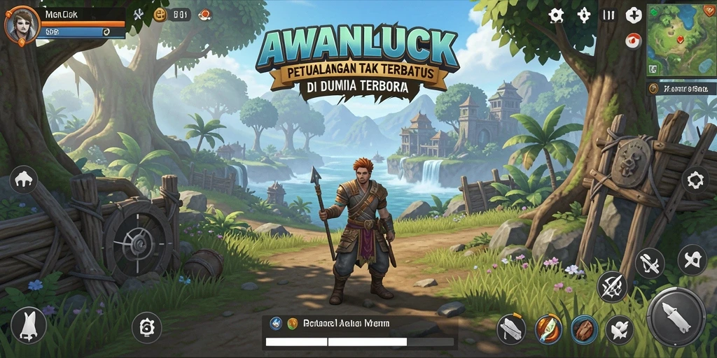 Tampilan gameplay <strong>AWANLUCK</strong> yang menakjubkan di dunia terbuka.