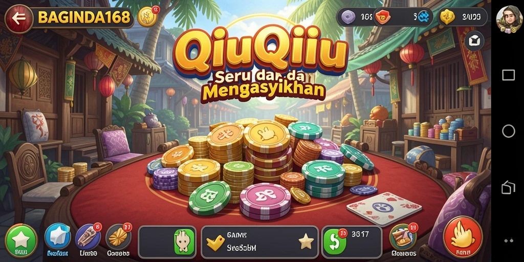 Tampilan gameplay seru dari BAGINDA168 dengan kartu QiuQiu.