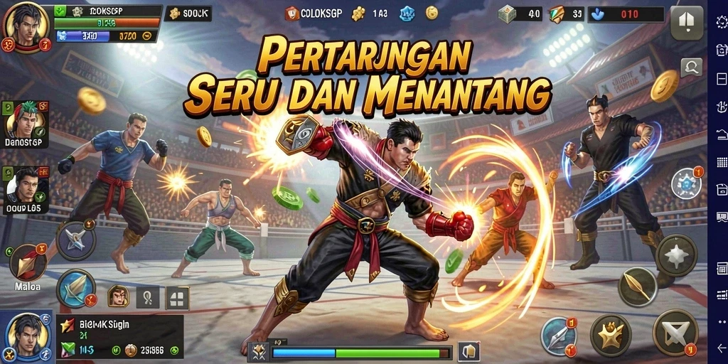 Tampilan screenshot COLOKSGP menampilkan pertarungan seru dengan karakter unik.