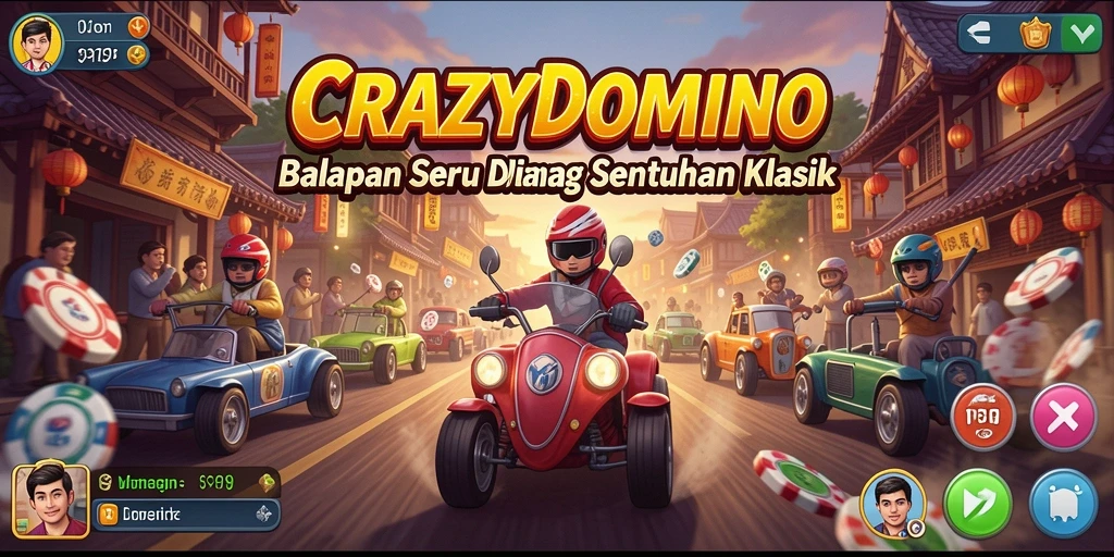 Tampilan seru gameplay balapan domino yang mendebarkan.