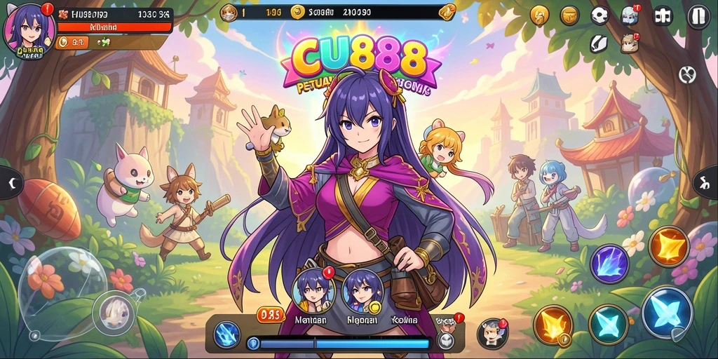 Screenshot gameplay CU888 menampilkan aksi seru karakter Anime.