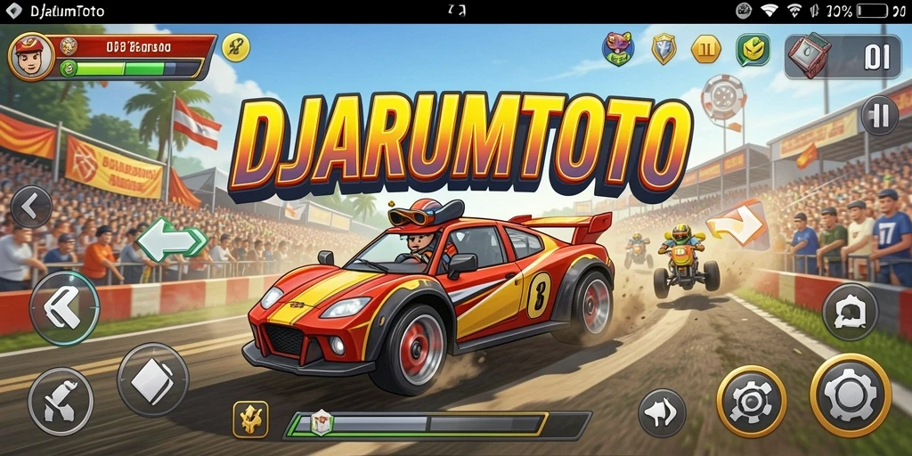 Tangkapan layar gameplay seru dari DJARUMTOTO yang menampilkan aksi balapan.