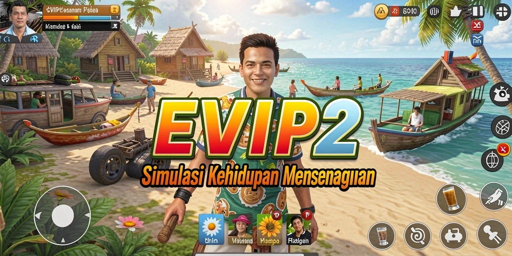 Tampilan gameplay <strong>EVIP2</strong> dalam simulasi kehidupan yang menarik.