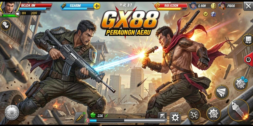 Gameplay seru GX88 dengan karakter dan pertempuran yang mendebarkan.