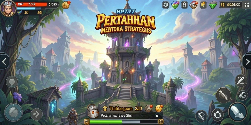 Tangkapan layar HP777 menunjukkan aksi pertahanan menara yang mendebarkan.