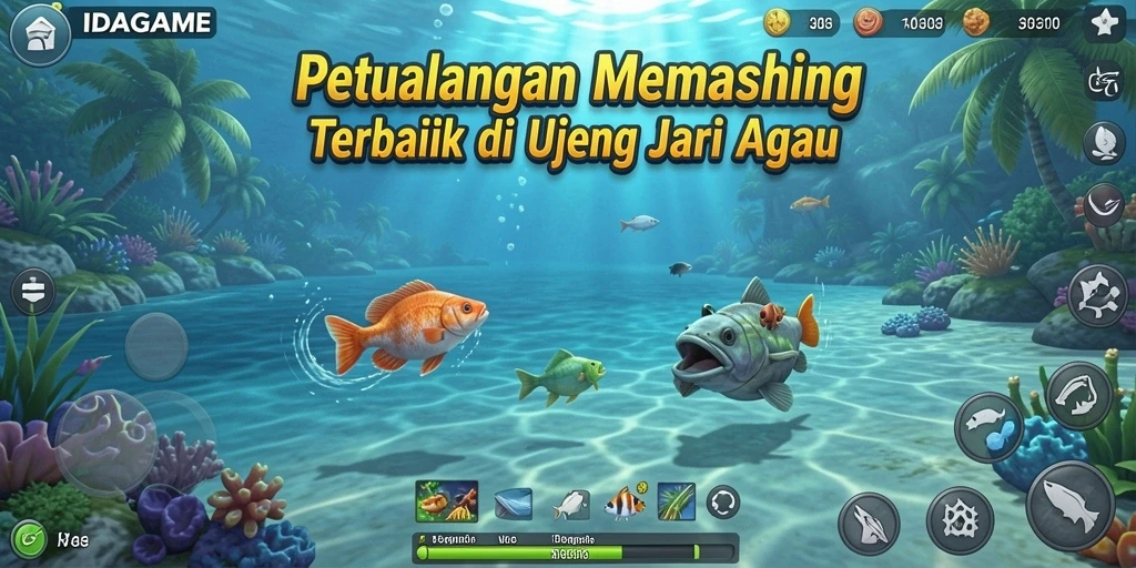 Tampilan gameplay mendebarkan saat menangkap ikan di IDAGAME.