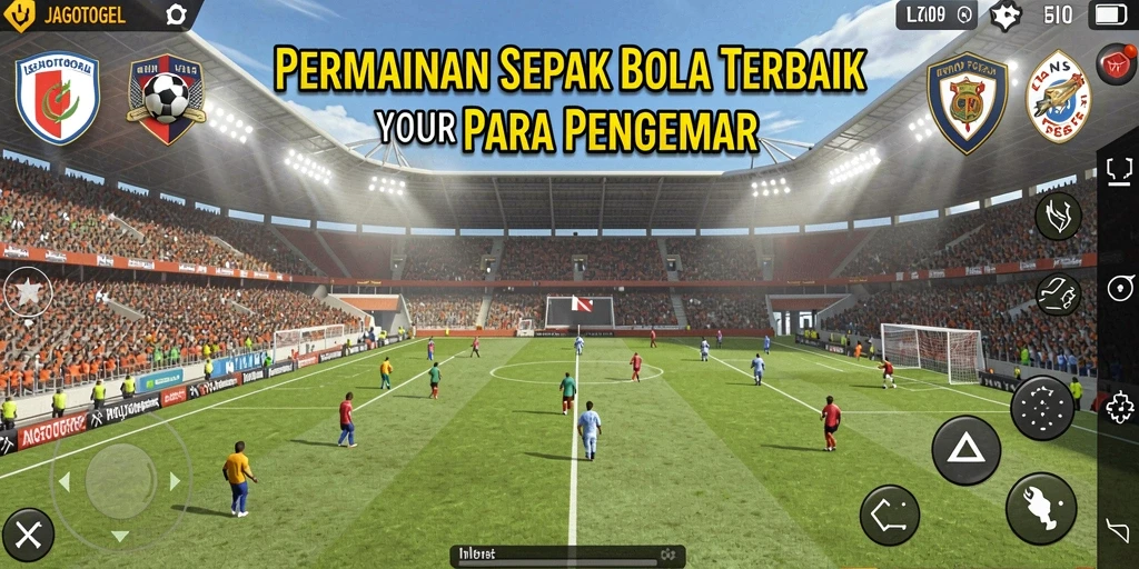 Tampilan gameplay JAGOTOGEL yang menarik dan seru di lapangan sepak bola.