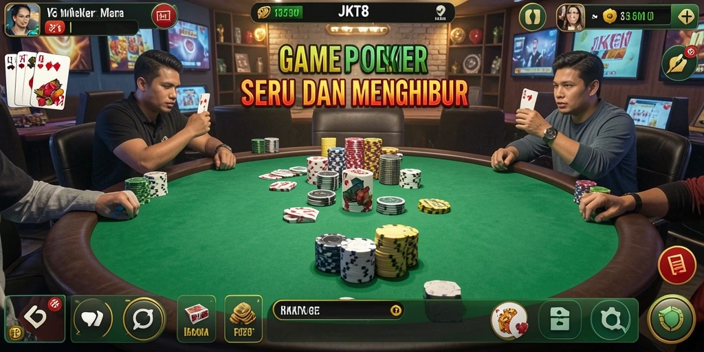 Tampilan gameplay Poker JKT8 yang mendebarkan.