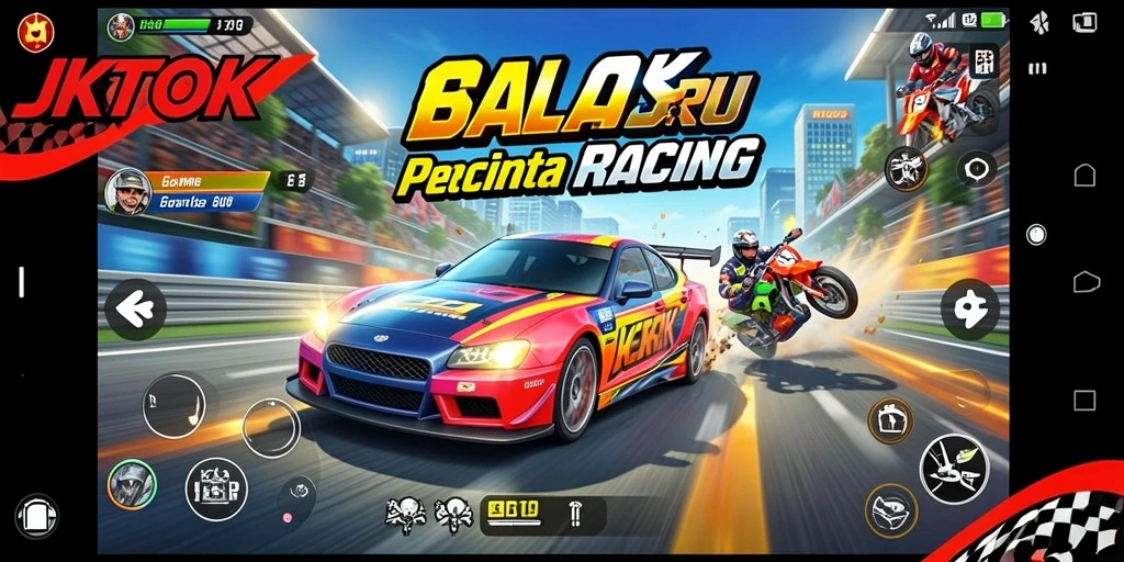 Tampilan gameplay JKTOK dengan aksi balapan yang mendebarkan.