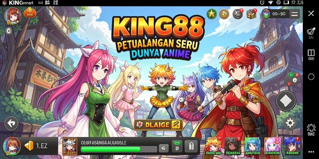 Screenshot KING88 menampilkan pertarungan epik dengan karakter anime ikonik.