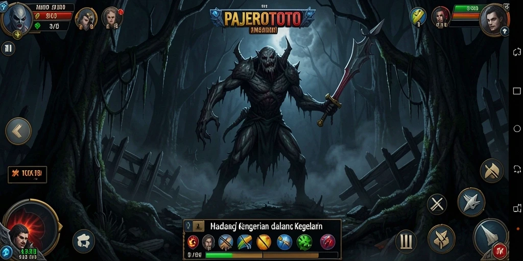 Screenshot menampilkan gameplay PAJEROTOTO yang mencekam dengan suasana Horror yang kental.