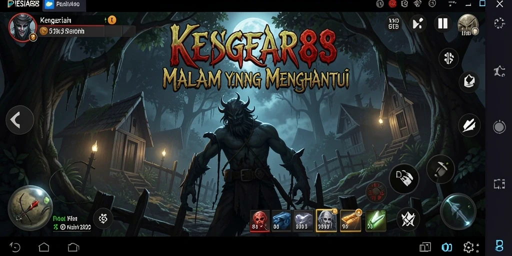Screenshot utama PESIAR88 dengan suasana horror yang mencekam.