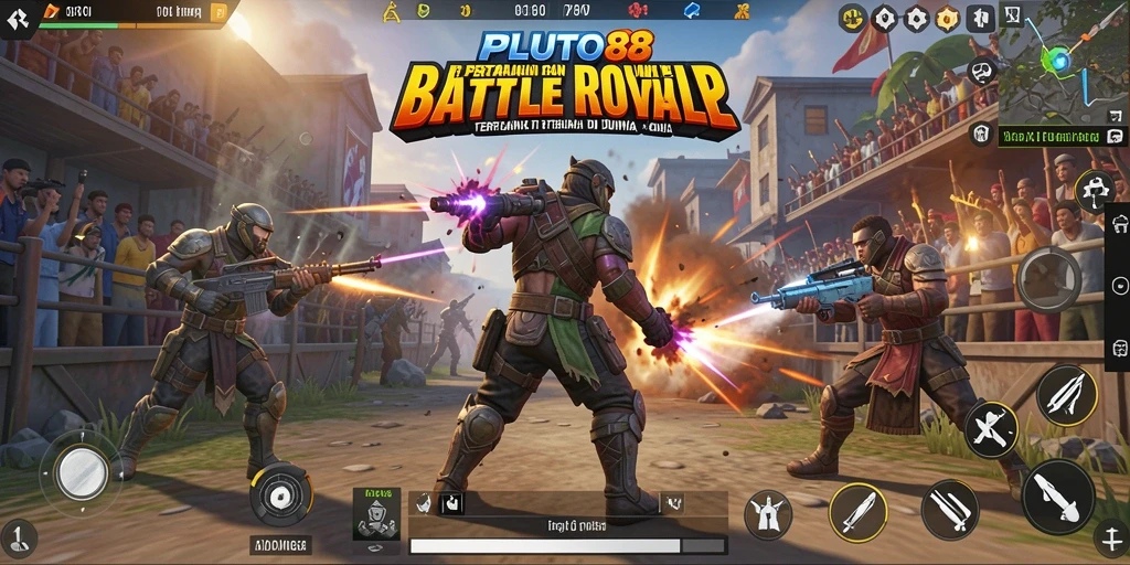 Tampilan menarik dari permainan Battle Royale di PLUTO88.