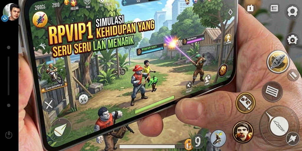 Tampilan gameplay RPVIP1 dengan karakter yang interaktif dan lingkungan yang detail.